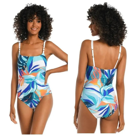 NWOT La Blanca COASTAL PALMS LINGERIE ONE PIECE SWIMSUIT Sz 6 - Picture 1 of 6